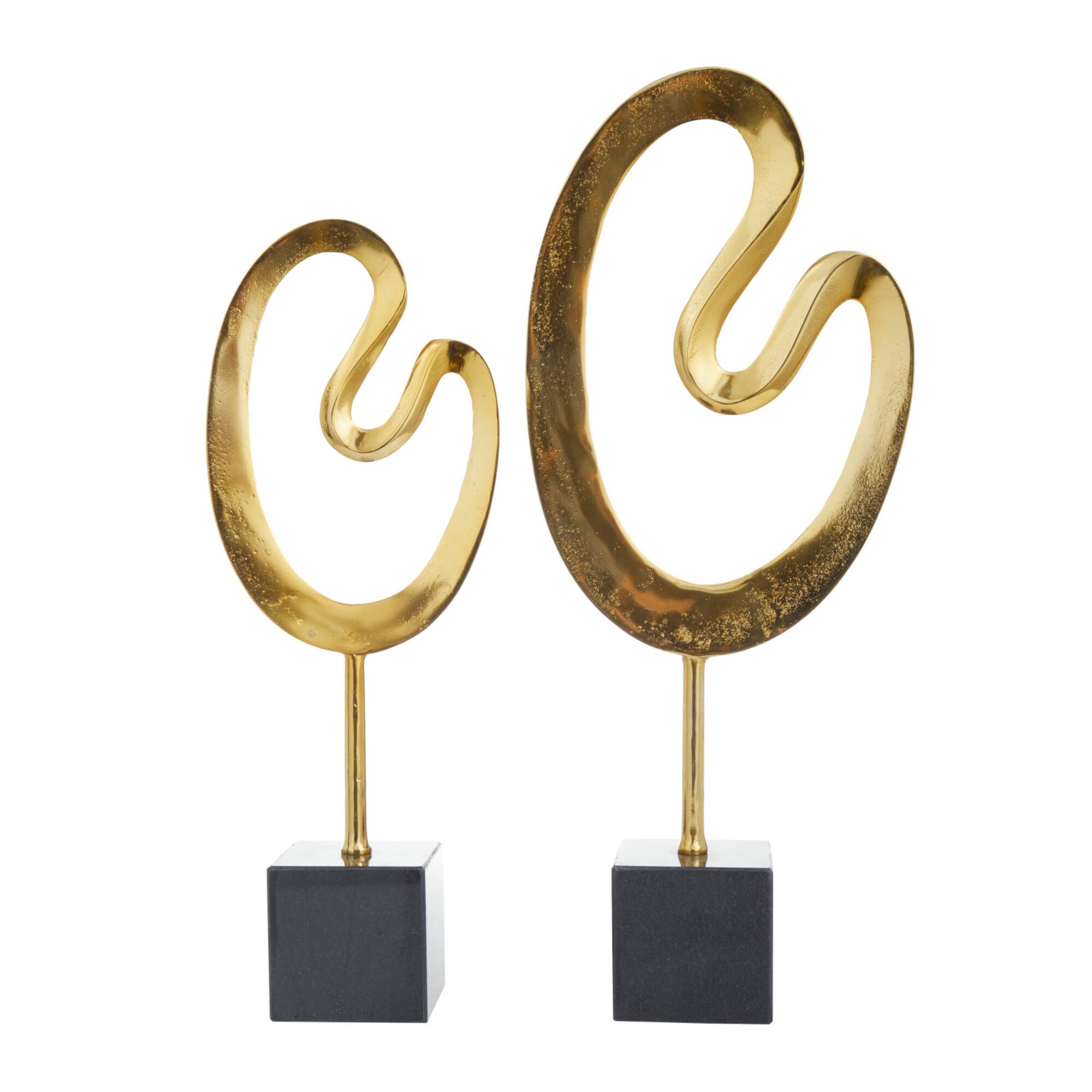 CosmoLiving by Cosmopolitan Gold Marble Contemporary Sculpture